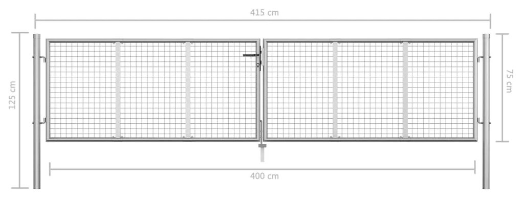 Πόρτα Περίφραξης Ασημί 415 x 125 εκ. από Γαλβανισμένο Χάλυβα - Ασήμι