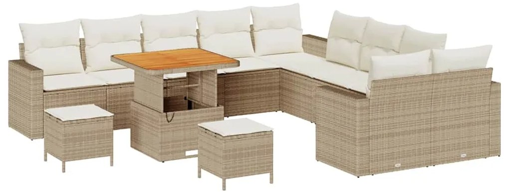 vidaXL Σετ Καναπέ Κήπου 13 pcs Μπεζ συνθετικό ρατάν