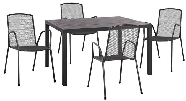 ΣΕΤ 5ΤΜΧ ΜΕ ΤΡΑΠΕΖΙ 140Χ80Χ75,5Υ ΑΛΟΥΜΙΝΙΟΥ & ΚΑΡΕΚΛΕΣ ΜΕΤΑΛΛΙΚΕΣ ΑΝΘΡΑΚΙ HM10533