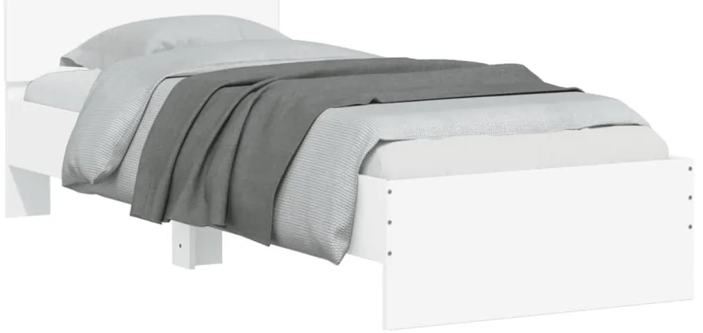 vidaXL Πλαίσιο Κρεβατιού με Κεφαλάρι Λευκό 90x190 εκ. Επεξεργ. Ξύλο