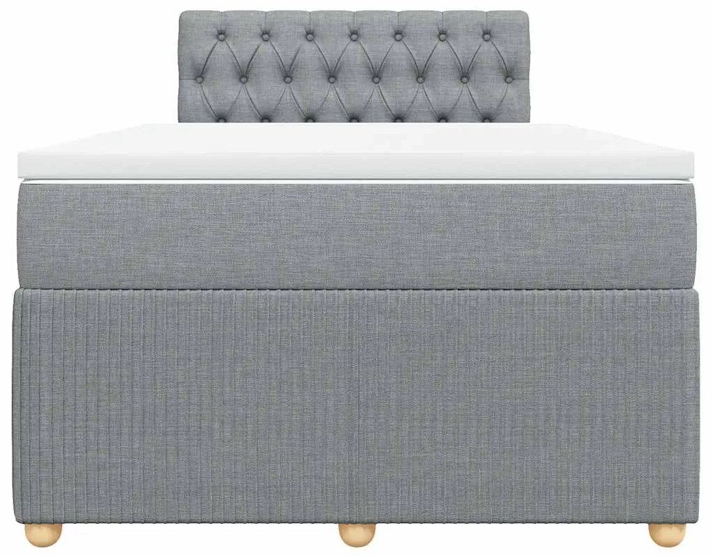vidaXL Κρεβάτι Boxspring με Στρώμα Ανοιχτό Γκρι 120x190 εκ. Υφασμάτινο