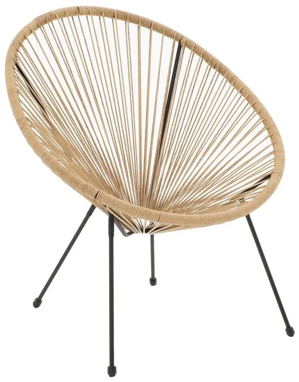 Καρέκλα - Πολυθρόνα κήπου Acapulco μαύρο μέταλλο - pe rattan σε φυσική απόχρωση 71x76x85 εκ. 71x78x85 εκ.