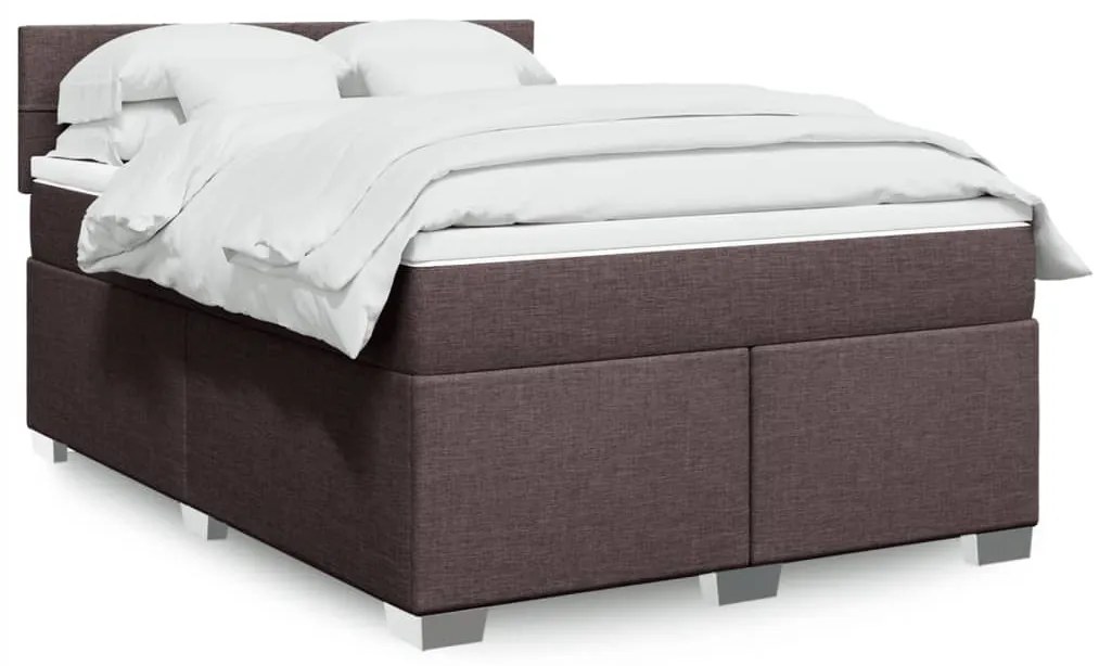 vidaXL Κρεβάτι Boxspring με Στρώμα Σκούρο Καφέ 140x200 εκ Υφασμάτινο