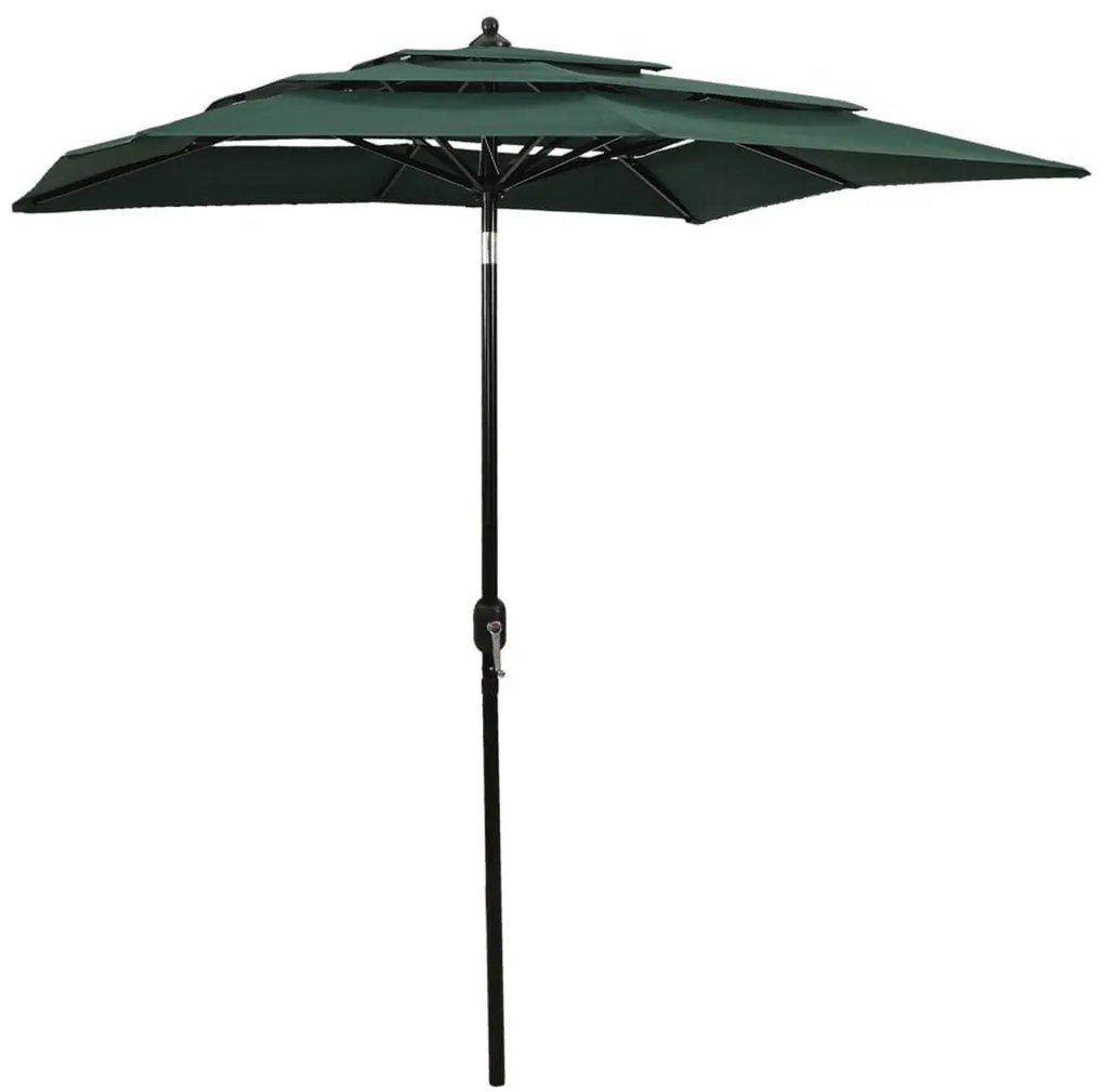 Ομπρέλα 3 Επιπέδων Πράσινη 2 x 2 μ. με Ιστό Αλουμινίου - Πράσινο