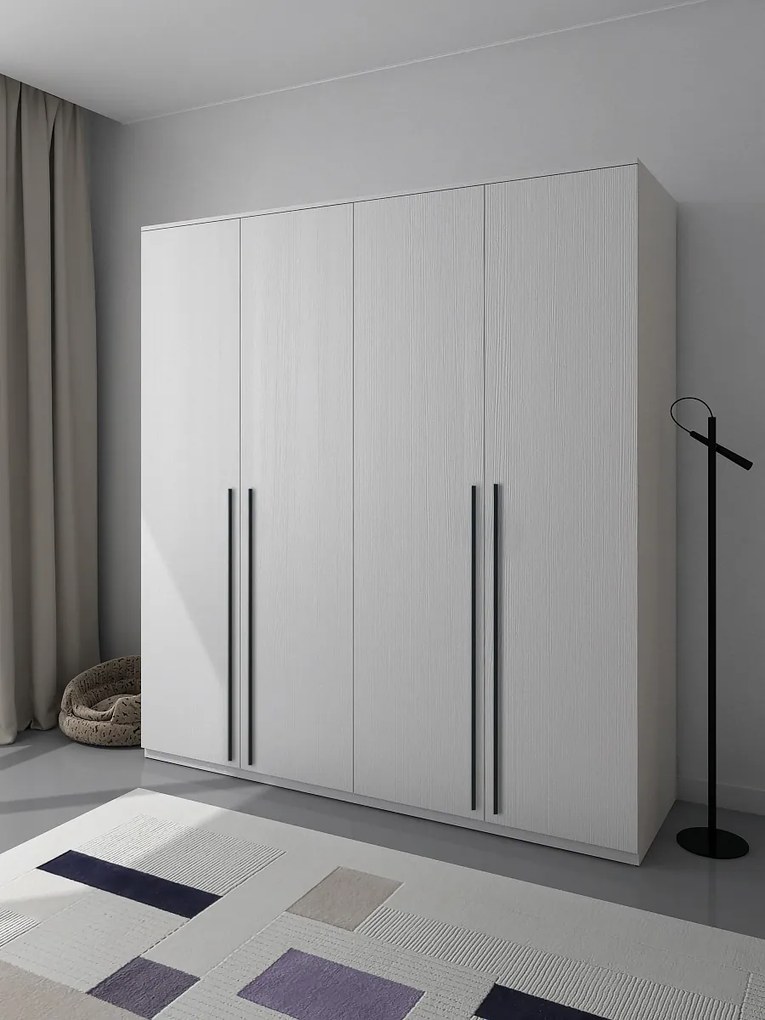 Τετράφυλλη Ντουλάπα Ρούχων LUMEA Λευκό 180x55x200
