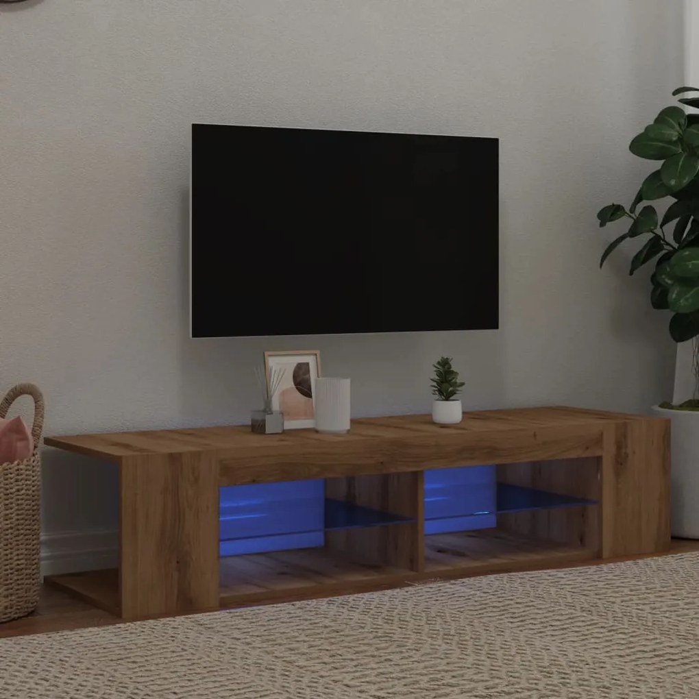 vidaXL Έπιπλο Τηλεόρασης με LED Αρτισιανή Δρυς 135x39x30 εκ Επεξ.Ξύλο