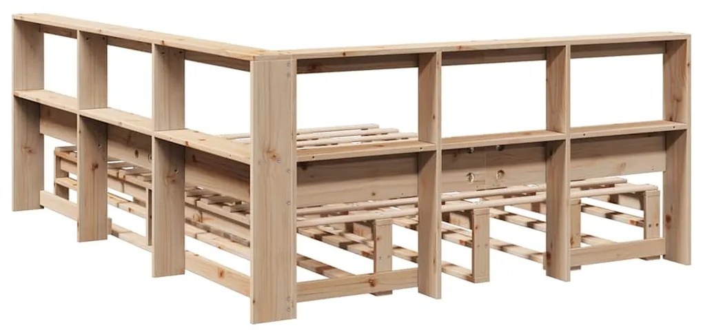 vidaXL Κρεβάτι Βιβλιοθήκη Χωρίς Στρώμα 160x200 εκ Μασίφ Ξύλο Πεύκου