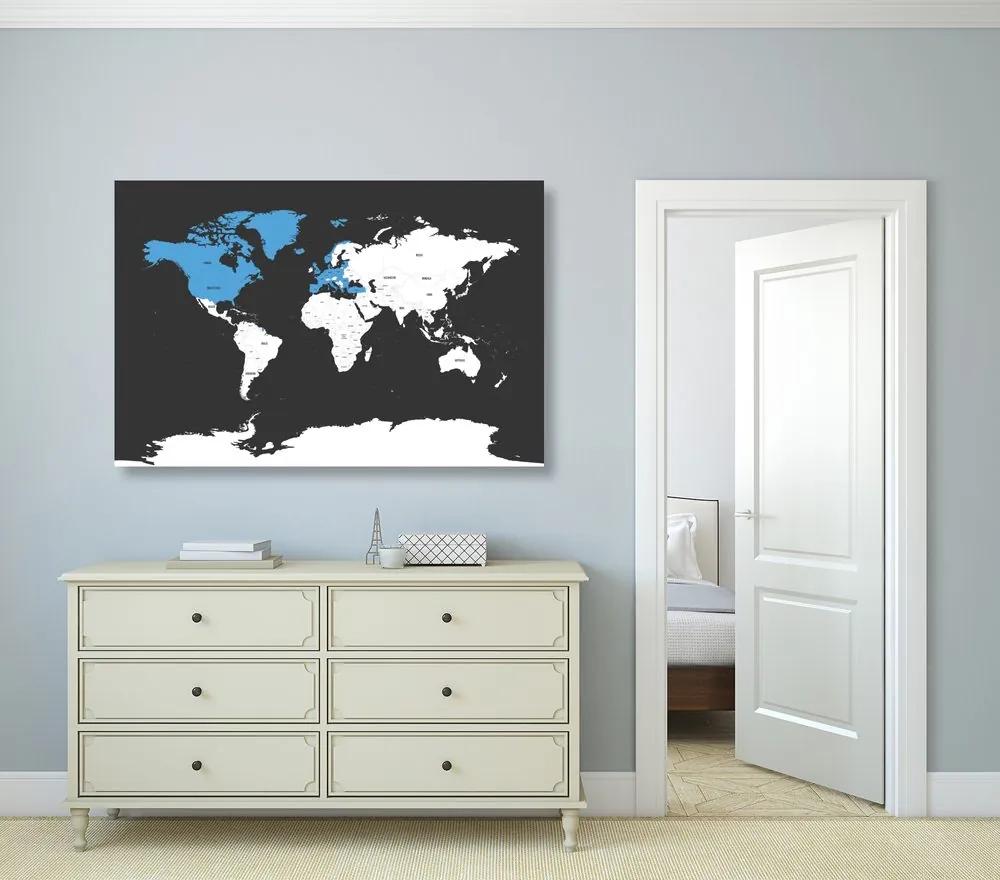 Εικόνα σε σύγχρονο χάρτη από φελλό με μπλε αντίθεση - 120x80  smiley
