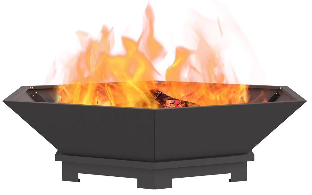 vidaXL Φωτιά Πυρκαγιάς Εξαγωνική Μαύρη 100x100x28 εκ Ατσάλι
