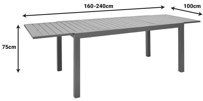 Τραπέζι Lafla Επεκτεινόμενο Αλουμίνιο Σαμπανιζέ 160-240x100x75εκ. 240x90x75 εκ.