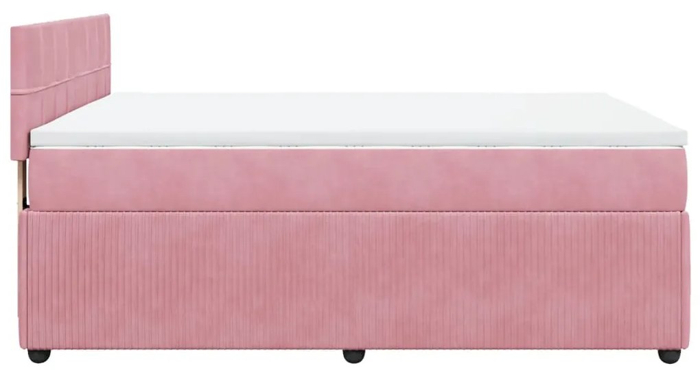 Κρεβάτι Boxspring με Στρώμα Ροζ 160x200 εκ. Βελούδινο - Ροζ