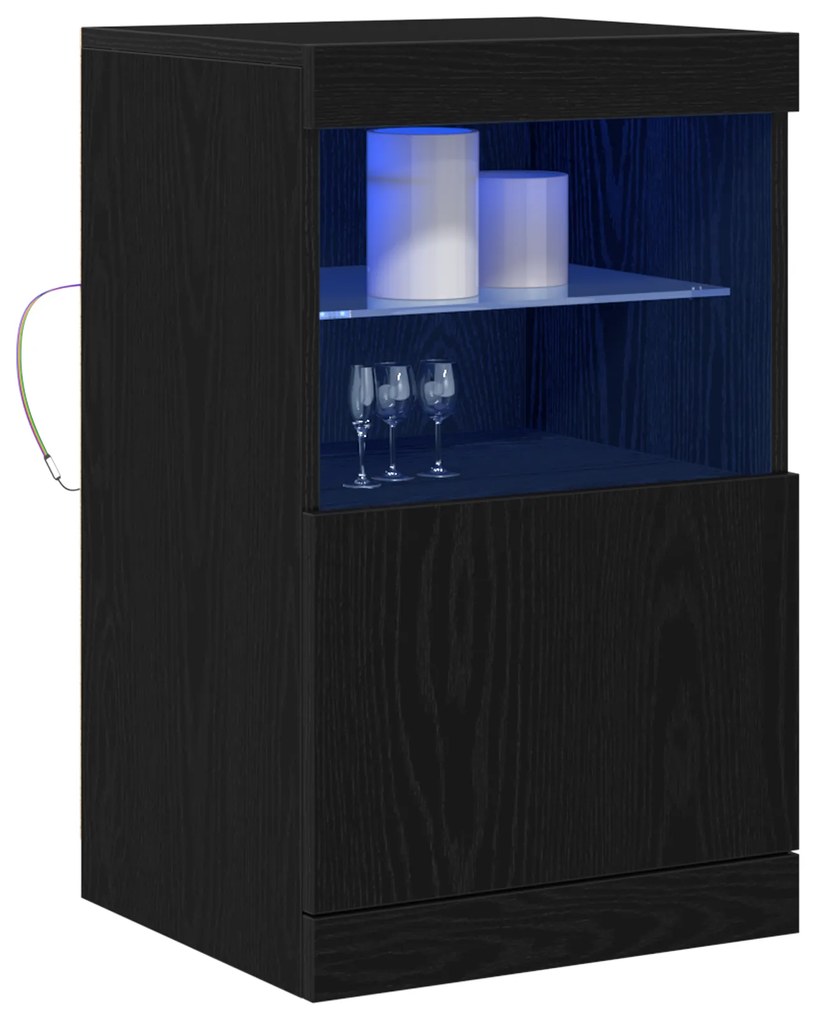 vidaXL Μπουφές με LED Φώτα Μαύρη Δρυς 41x37x67 εκ.