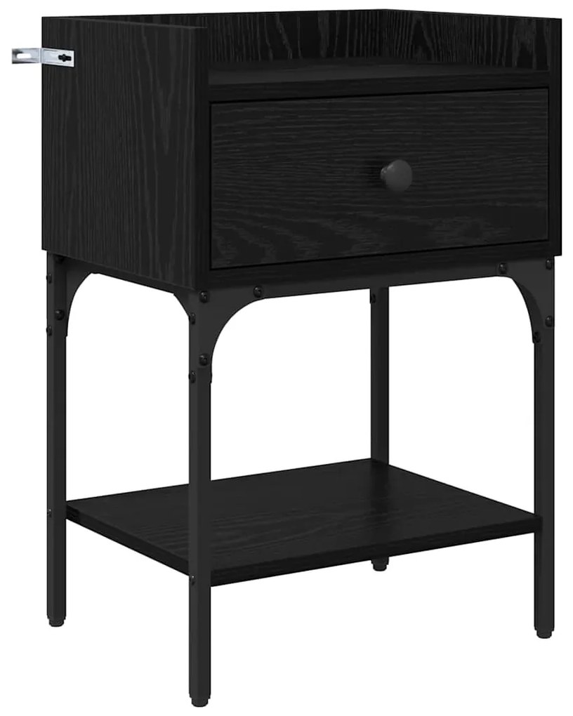 vidaXL Κομοδίνο Μαύρη Οξυά 40 x 29 x 60 εκ Επεξεργασμένο ξύλο