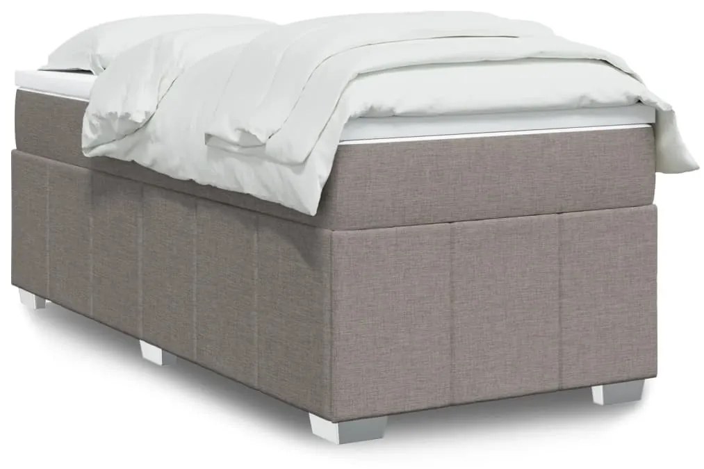 vidaXL Κρεβάτι Boxspring με Στρώμα Taupe 100 x 200 εκ. Υφασμάτινο