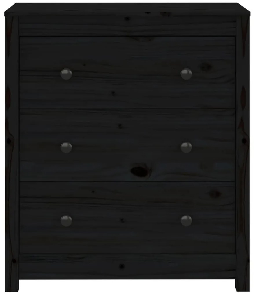 vidaXL Συρταριέρα Μαύρος 70 x 35 x 80 εκ. από Μασίφ Ξύλο Πεύκου