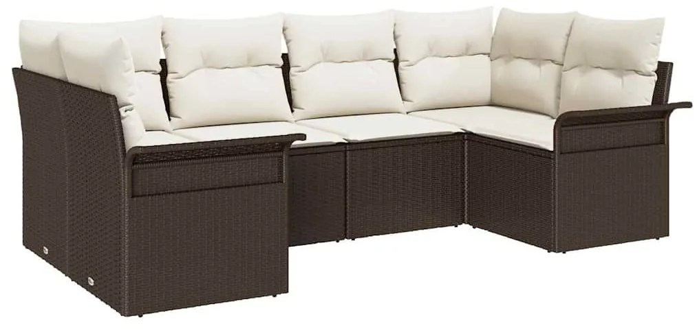 vidaXL Σετ Καναπέ Κήπου με μαξιλάρι 6 pcs Καφέ Πολυ ράταν