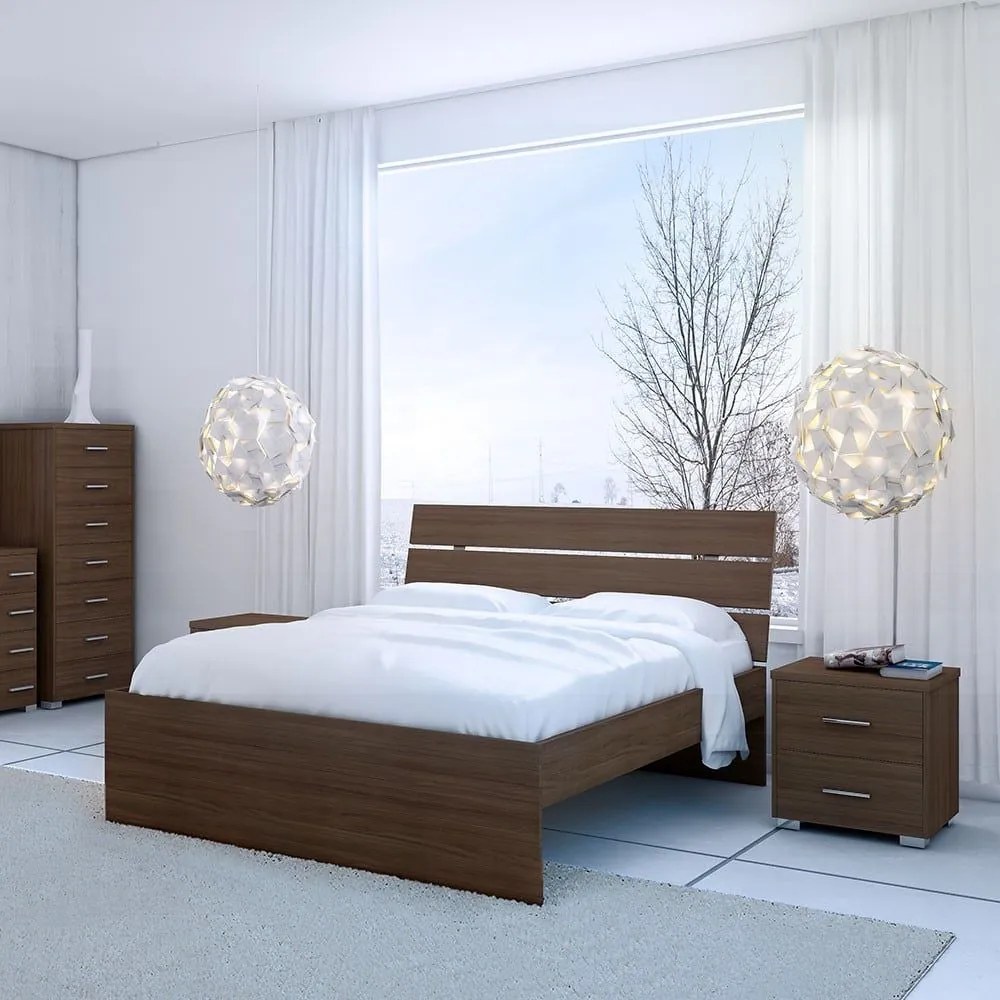 Κρεβάτι Νο. G54 Nota 150x200 Wallnut Double Μελαμίνη