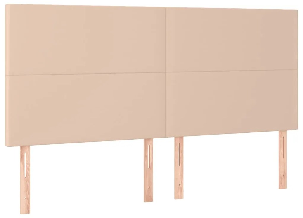 vidaXL Κρεβάτι Boxspring Στρώμα&LED Καπουτσίνο 160x200 εκ. Συνθ. Δέρμα