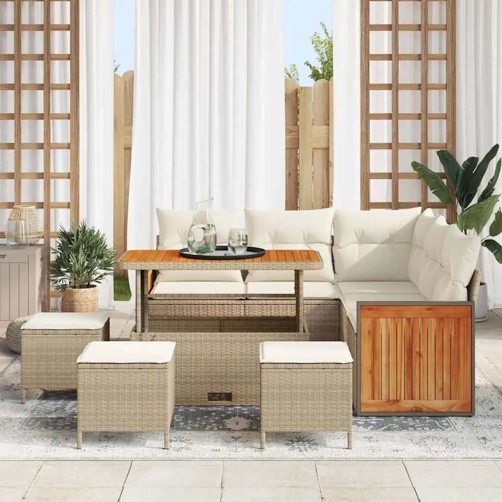 vidaXL Σετ Καναπέ Κήπου 9 pcs μπεζ και κρεμ 110 x 55 x 71 εκ
