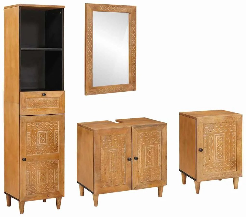 vidaXL Σετ Επίπλων Μπάνιου με συρτάρι 4 pcs Καφέ 38 x 33 x 160 εκ.