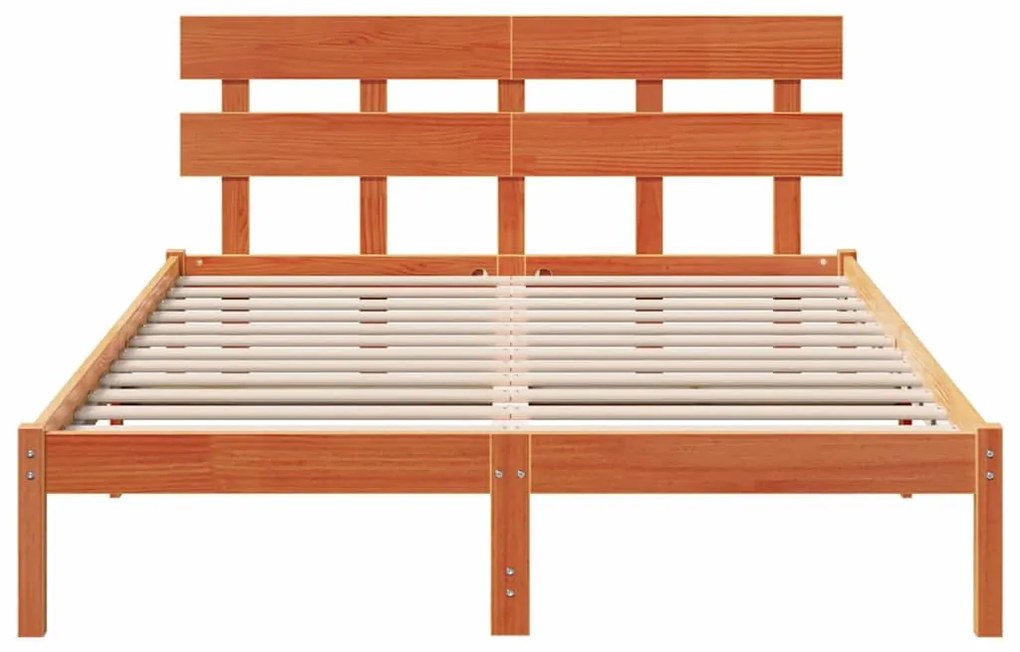 vidaXL Σκελετός Κρεβατιού Καφέ 140 x 200 cm Μασίφ ξύλο πεύκου