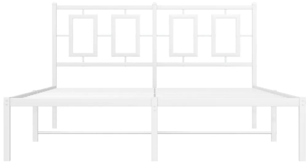 vidaXL Πλαίσιο Κρεβατιού με Κεφαλάρι Λευκό 135 x 190 εκ. Μεταλλικό
