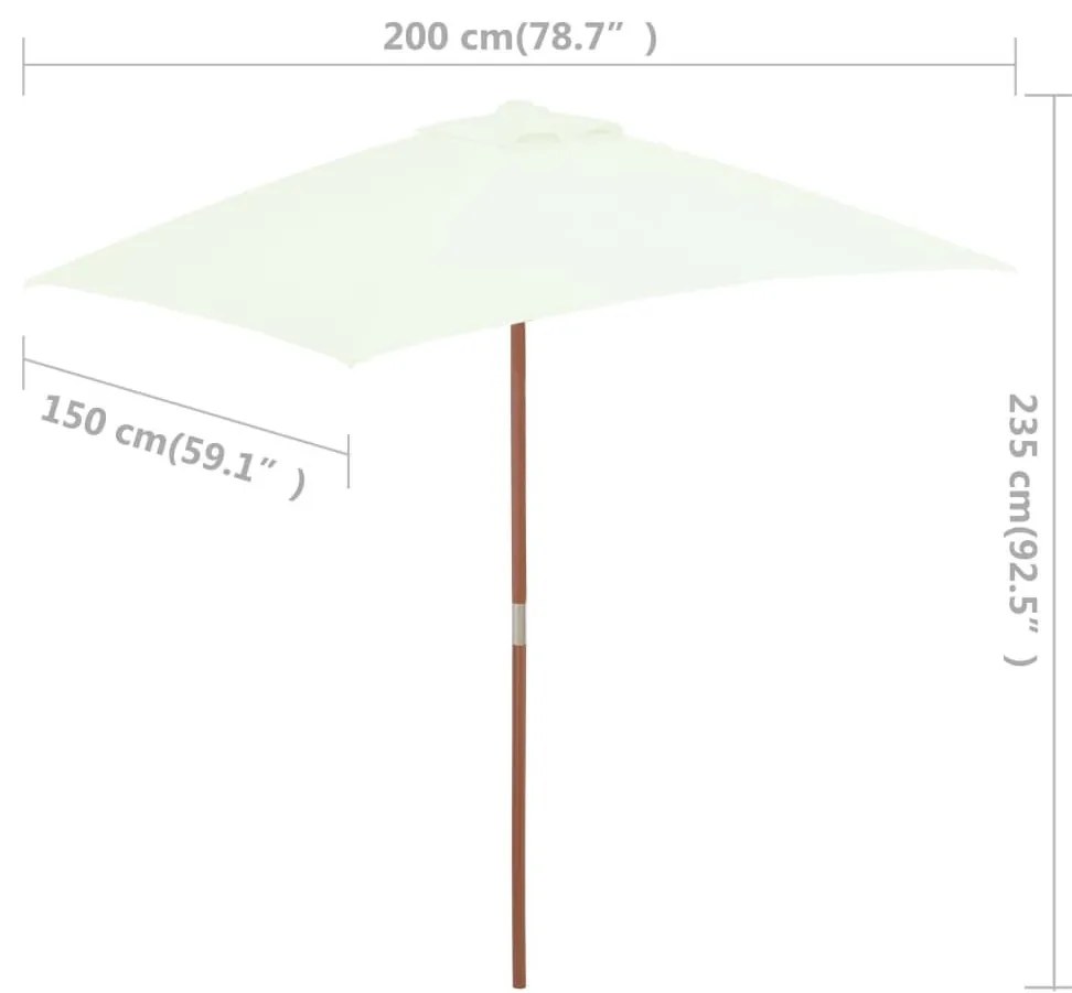 Ομπρέλα Κήπου Χρώμα της Άμμου 150 x 200 εκ. με Ξύλινο Ιστό - Μπεζ