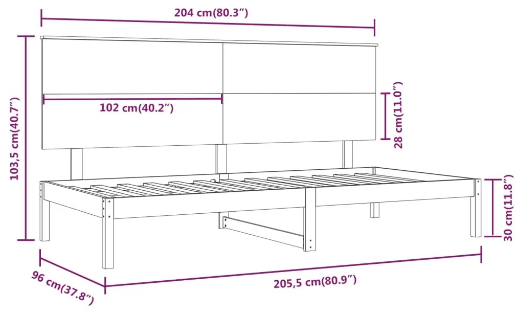 vidaXL Καναπές Κρεβάτι Καφέ Μελί 90 x 200 εκ. από Μασίφ Ξύλο Πεύκου