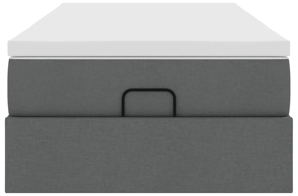 vidaXL Οθωμανικό κρεβάτι με στρώμα σκούρο γκρι 100x200cm ύφασμα