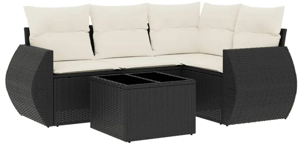 vidaXL Σετ Καναπέ Κήπου 5 Τεμαχίων Μαύρο Συνθετικό Ρατάν με Μαξιλάρια