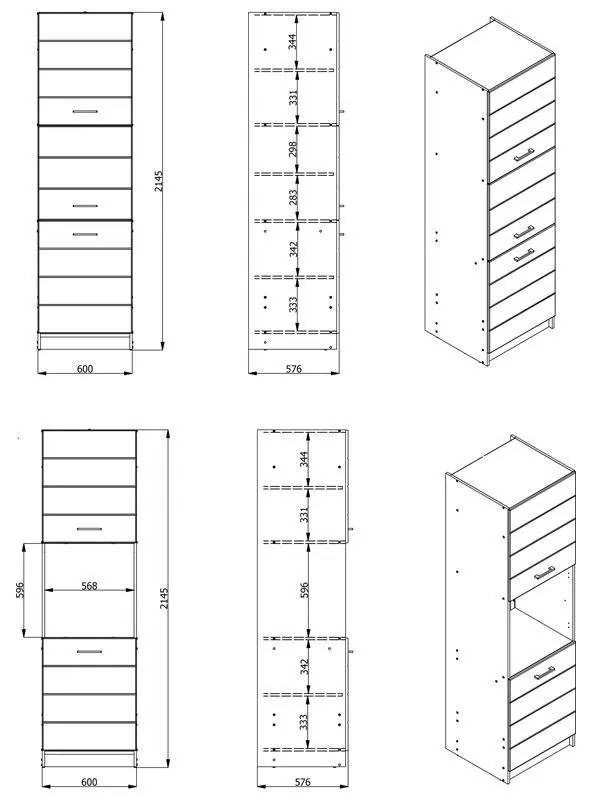 Ντουλάπι Κουζίνας Diva BD 60 Λευκό - Λευκή Λάκα 60x57,5x214,5 εκ.