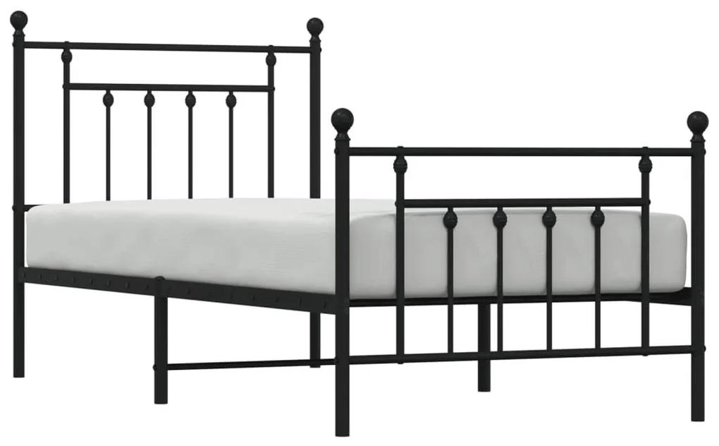 Πλαίσιο Κρεβατιού με Κεφαλάρι/Ποδαρικό Μαύρο 80x200 εκ. Μέταλλο - Μαύρο