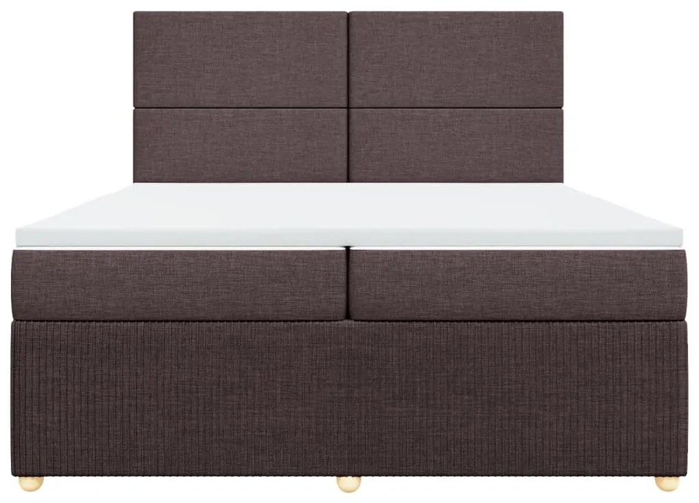 vidaXL Κρεβάτι Boxspring με Στρώμα Σκούρο Καφέ 200x200 εκ. Υφασμάτινο