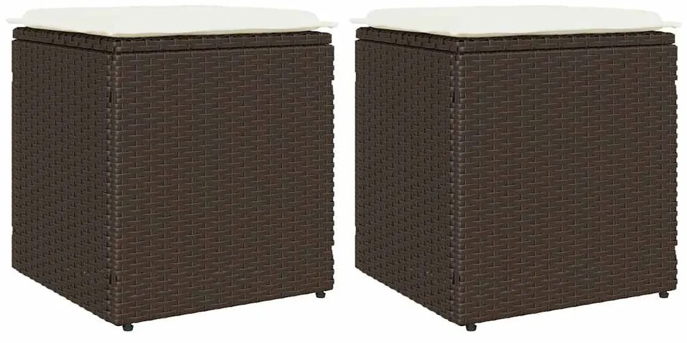 vidaXL Σκαμπό κήπου με μαξιλάρια 2 τεμάχια Καφέ 40x40x43 cm