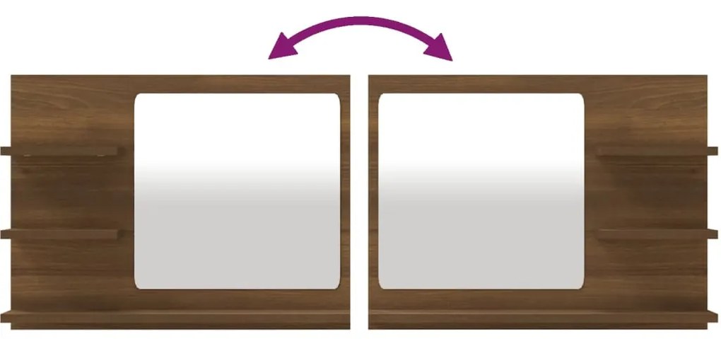 vidaXL Καθρέφτης Μπάνιου Καφέ Δρυς 60x10,5x45 εκ. Επεξεργασμένο Ξύλο