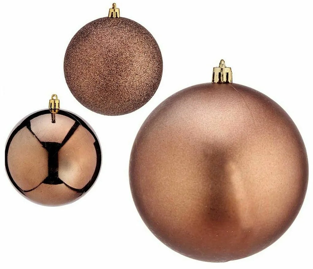 Σετ Χριστουγεννιάτικες Μπάλες Krist+ Καφέ Πλαστική ύλη (12 Μονάδες)
