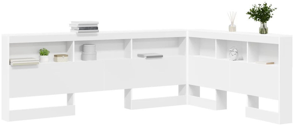 vidaXL Κεφαλάρι Αποθήκης με ράφι Λευκό 140 cm Επεξεργασμένο ξύλο