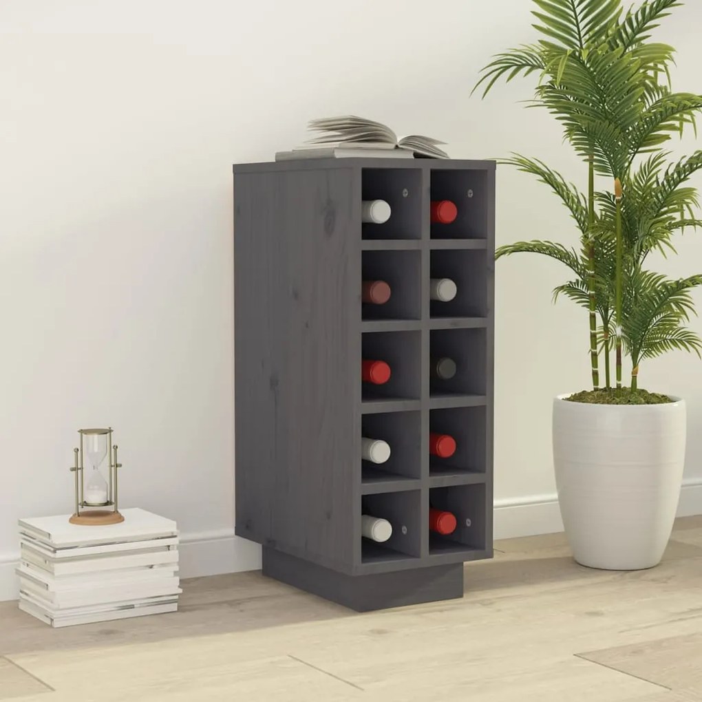 vidaXL Κάβα Κρασιών Γκρι 23x34x61 εκ. από Μασίφ Ξύλο Πεύκου