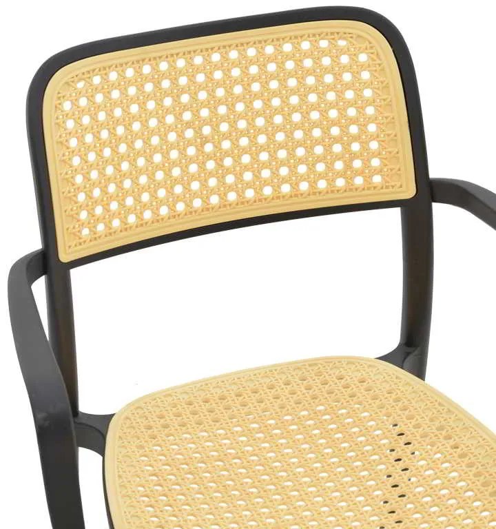 Πολυθρόνα Westley pakoworld pp φυσικό-μαύρο 58x47x81εκ