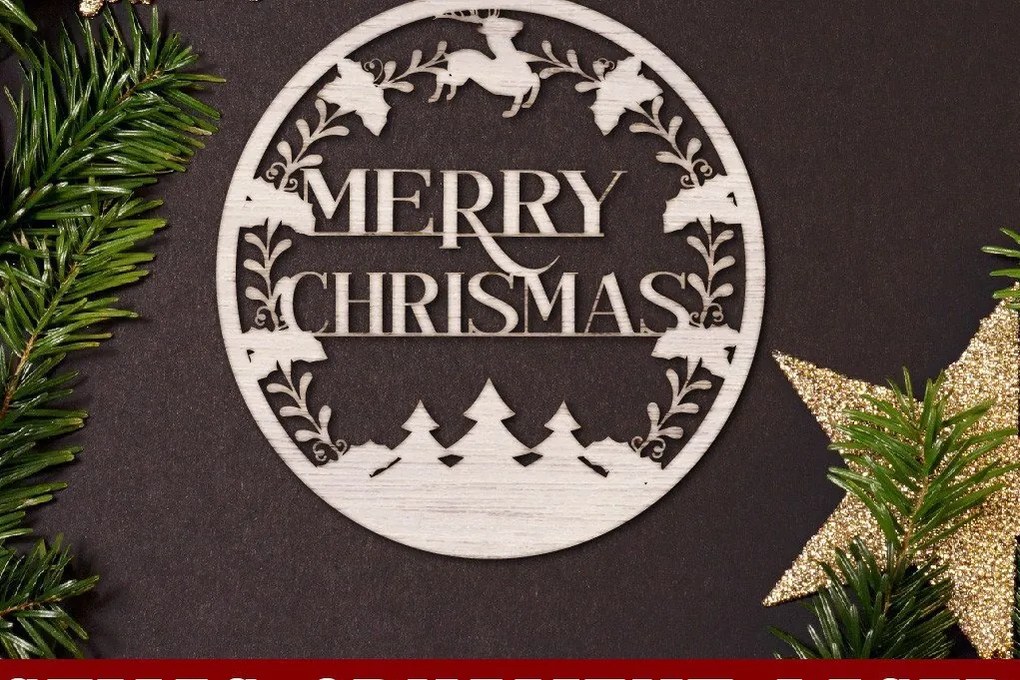 Σετ των 3 Intra απο ξύλο plywood 3mm-4mm πάχος κοπής με λέιζερ Χριστουγεννιάτικο Στολίδι. Δίασταση 6x6 cm INTRAFABR-33700922