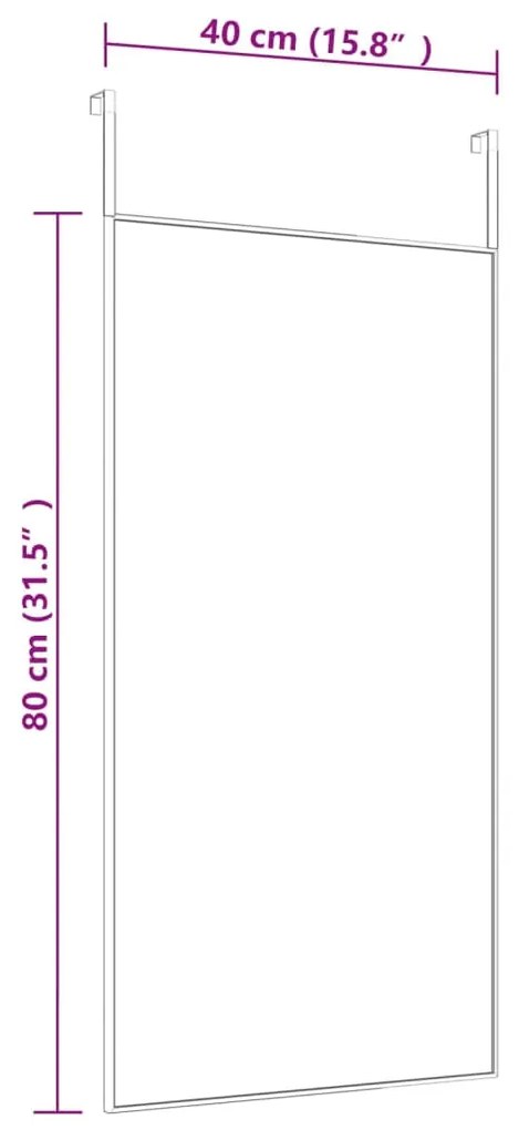 vidaXL Καθρέπτης Πόρτας Χρυσό 40 x 80 εκ. από Γυαλί και Αλουμίνιο