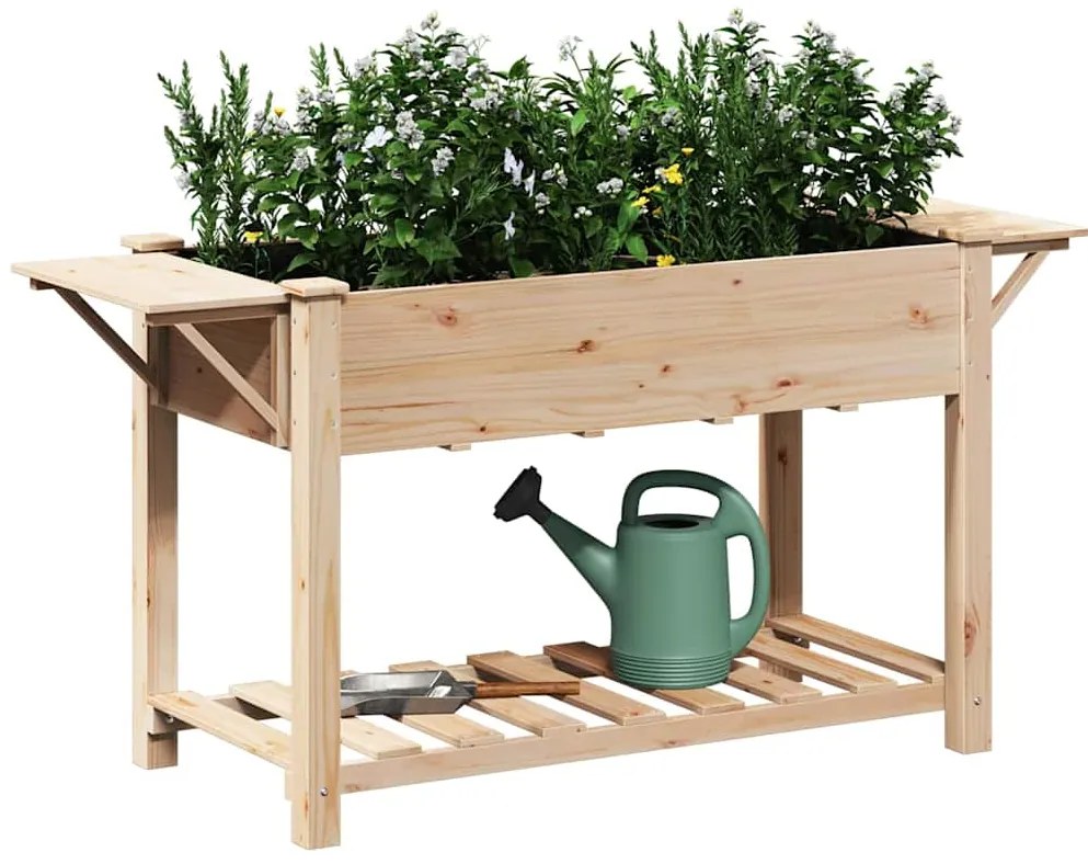 vidaXL Γλάστρα Κήπου Μπεζ 155 x 59 x 76.5 εκ. Στερεό ξύλο έλατου