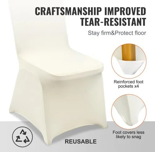 100pcs Stretch Spandex Folding Chair Covers Ivory Color Party Easy Clean