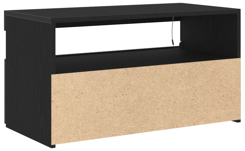 vidaXL Ντουλάπι τηλεόρασης με LED Φώτα Μαύρη Δρυς 75x35x40 εκ. Επεξεργασμένο ξύλο