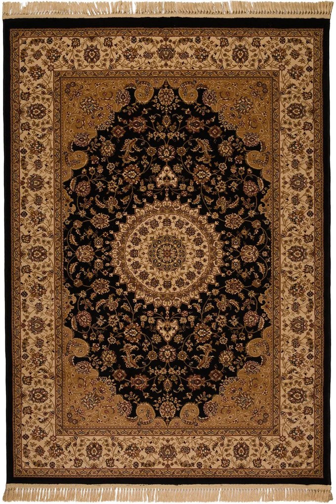 Χαλί Isfahan 2438A Black-Cream Βιοκαρπέτ 80X140cm