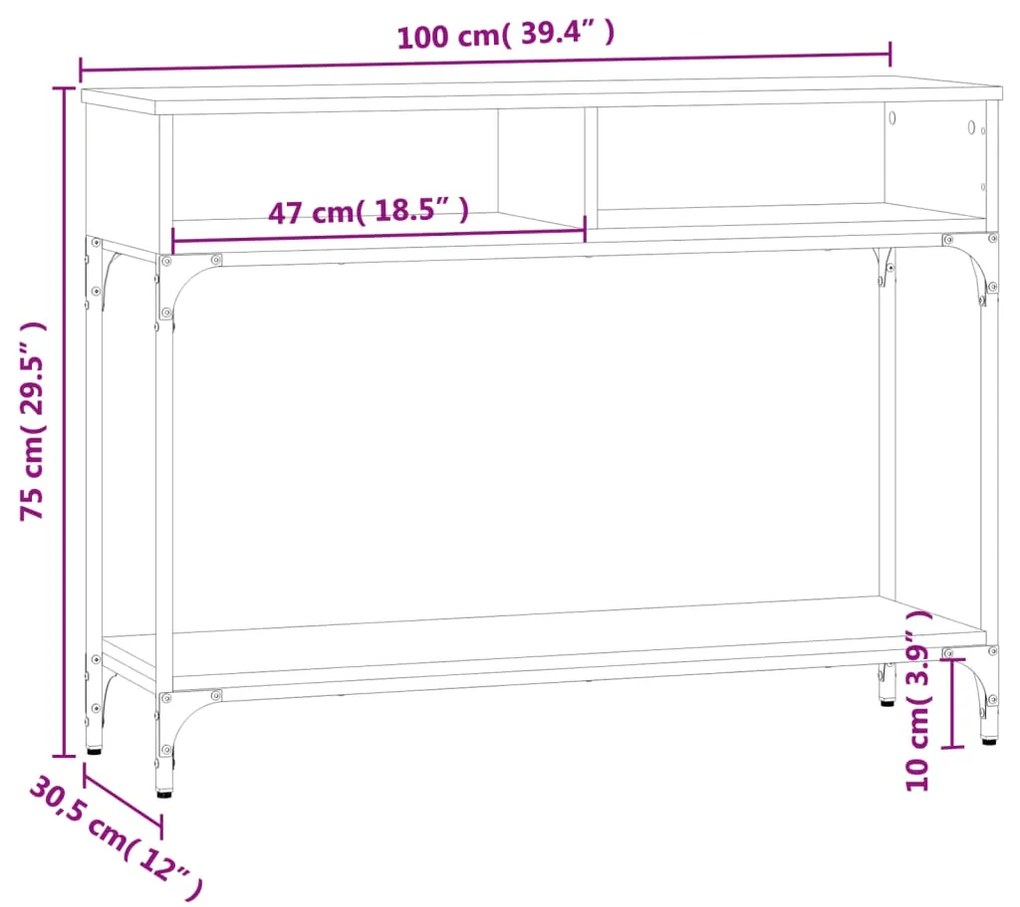 Τραπέζι Κονσόλα Sonoma Δρυς 100x30,5x75 εκ. Επεξεργασμένο Ξύλο - Καφέ