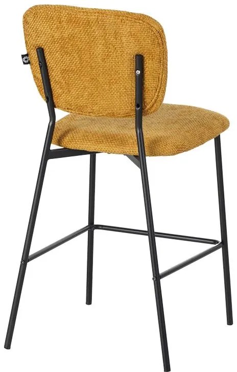 Σκαμπό μπαρ Cathair ύφασμα μπουκλέ μουσταρδί και μαύρα μεταλλικά πόδια 48x54x100 εκ. 2αδα 48x54x100 εκ.