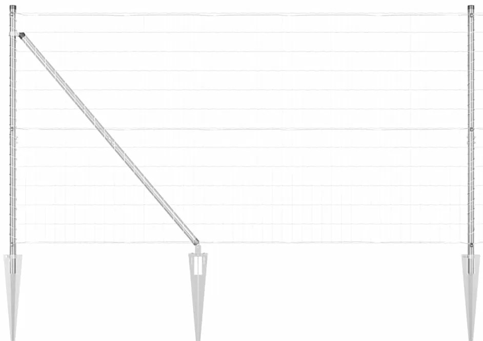 vidaXL Φράχτης με Στήλες. Ασημί 1.4 x 10 m Ατσάλι