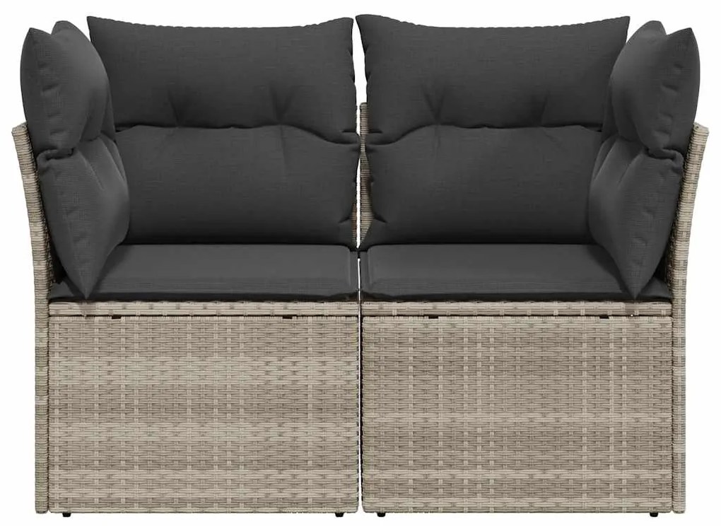 vidaXL Καναπές Κήπου Διθέσιος Αν. Γκρι από Συνθ. Ρατάν με Μαξιλάρια