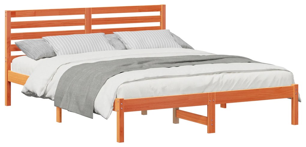 vidaXL Σκελετός Κρεβατιού Καφέ κεριού 160 x 200 cm Μασίφ ξύλο πεύκου